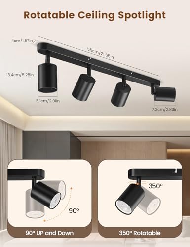 Jolof Store Matte Black 4-Way GU10 Ceiling Spotlight Bar – Modern LED