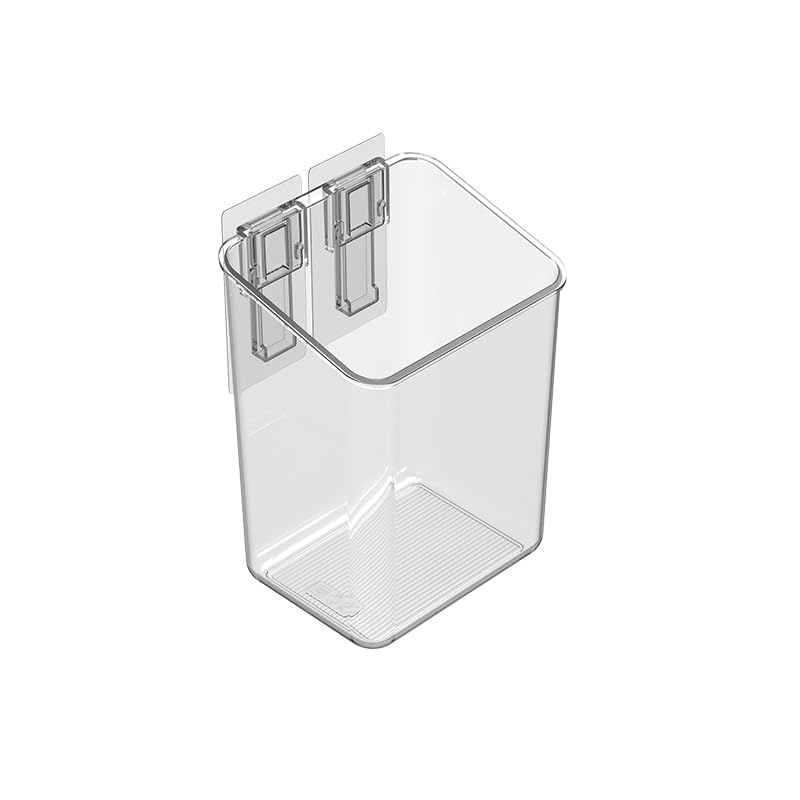 Amtido Adhesive Shower Caddy – Clear PET Plastic Wall-Mounted Shelf