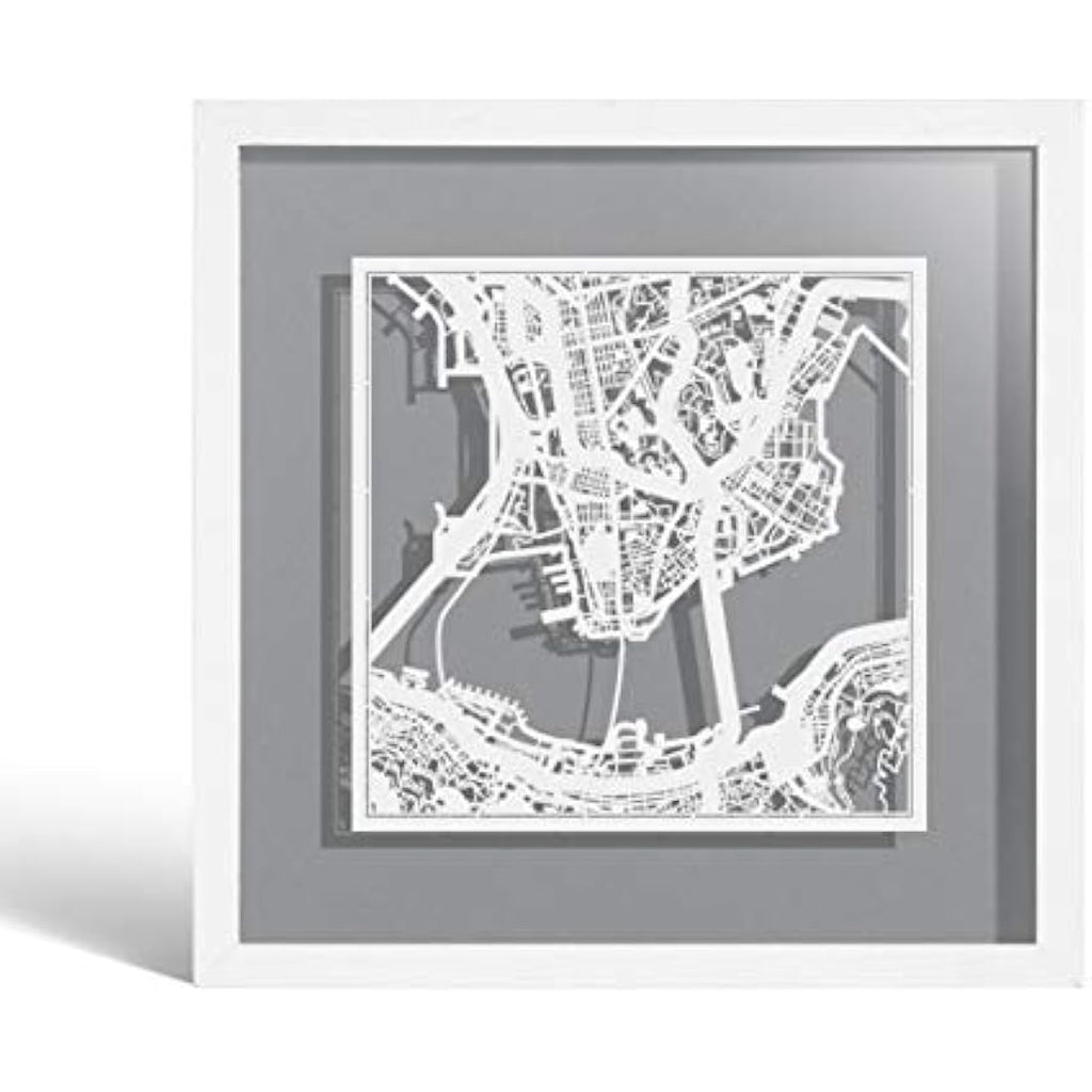 Hong Kong Paper Cut Map Art - O3 Design Studio Framed Wall Decor