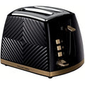 Russell Hobbs Groove 2-Slice Toaster | Black with Brushed Gold Accents