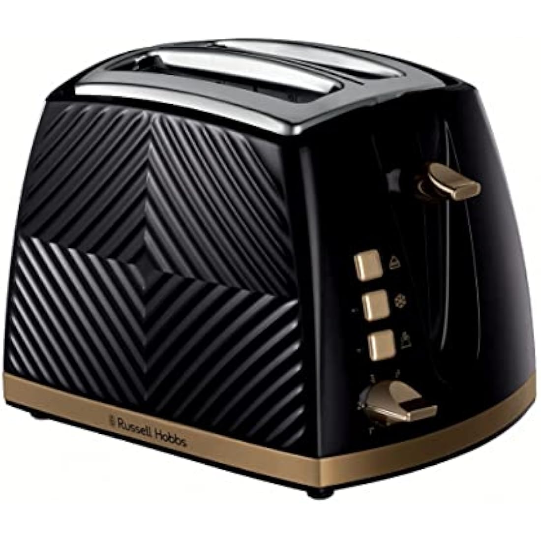 Russell Hobbs Groove 2-Slice Toaster | Black with Brushed Gold Accents