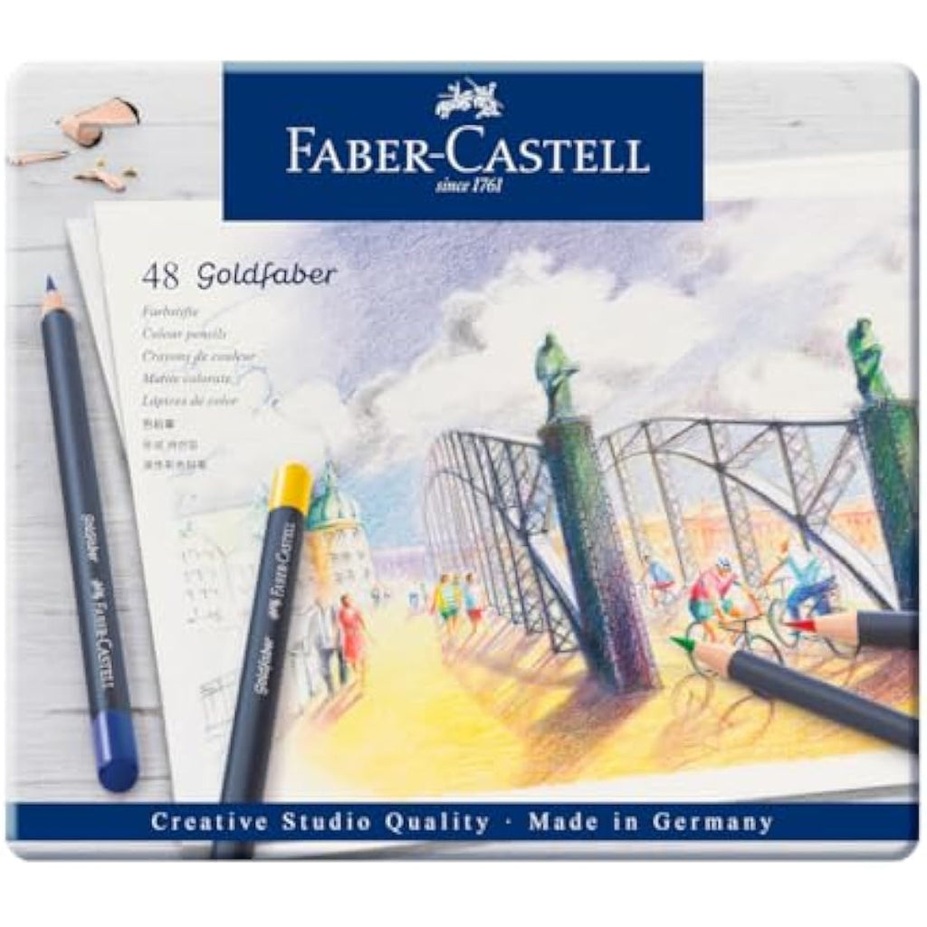 Faber-Castell Goldfaber Colour Pencils – Tin of 48 for Art & Sketching