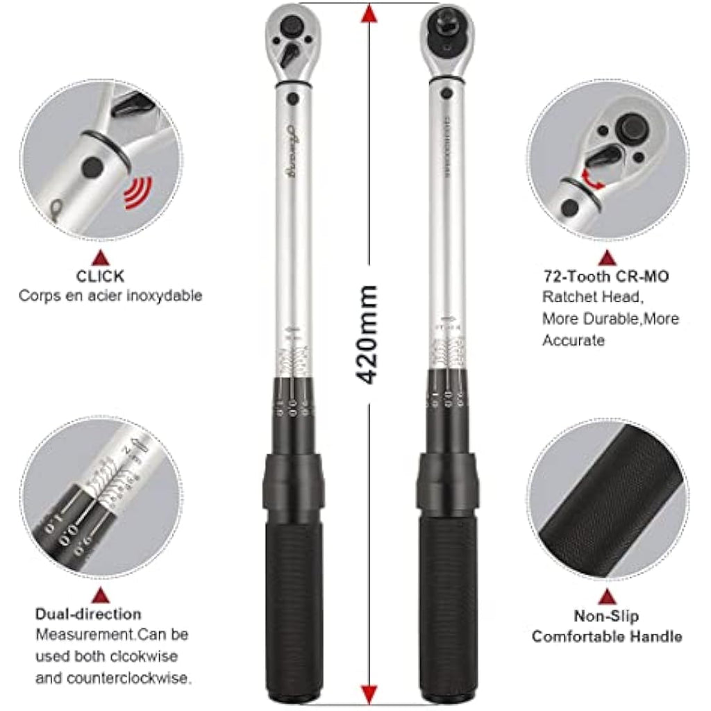 Awang 3/8" Drive Click Torque Wrench | 20-140NM High Accuracy Ratchet