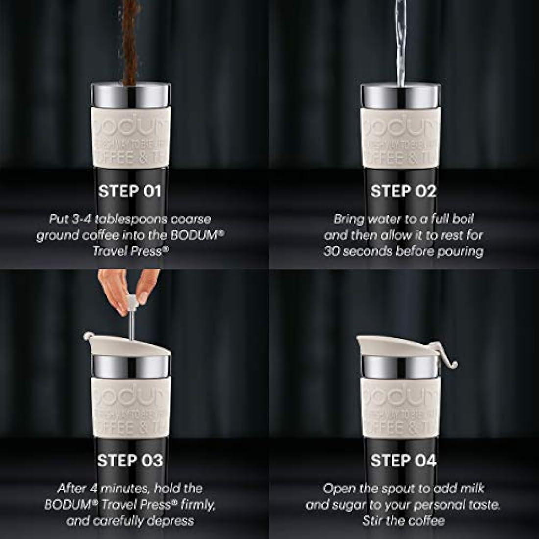 Bodum Travel French Press Coffee Maker – 12 oz Vacuum Stainless Steel