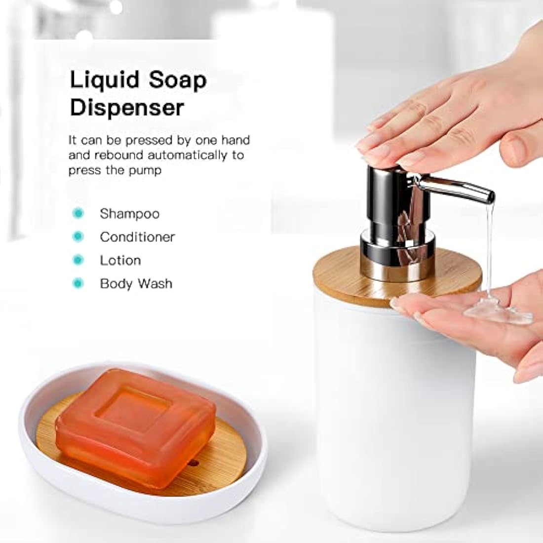 7-Piece Bamboo & Plastic Bathroom Accessory Set - White
