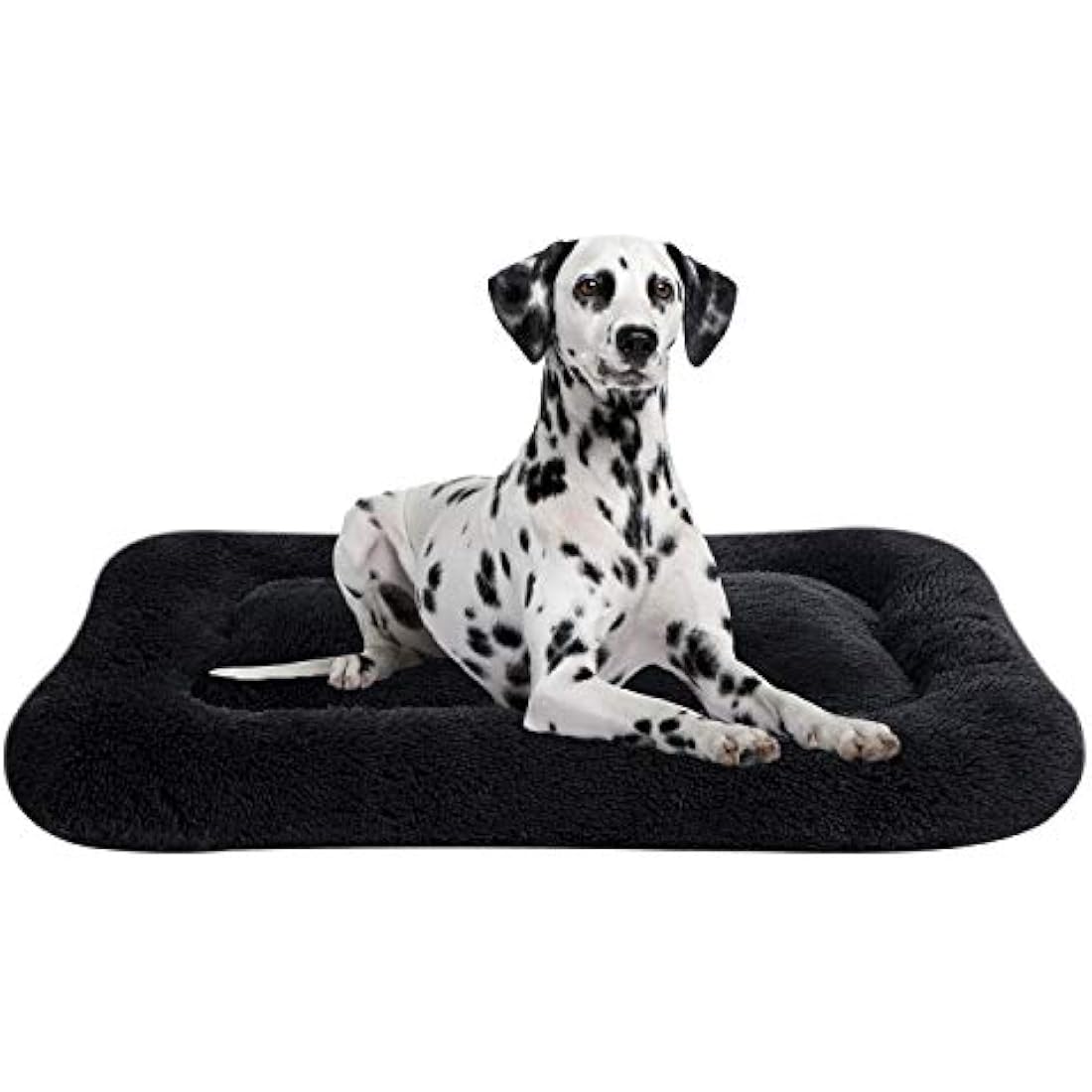 Coohom Deluxe Plush Dog Bed – Washable Anti-Slip Crate Mat, Black, XXL