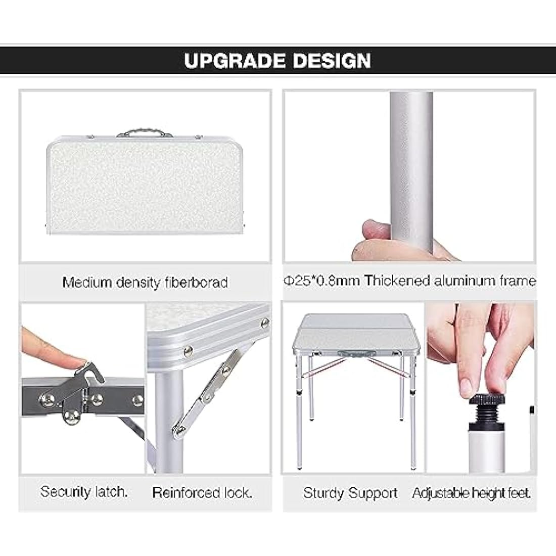 REDCAMP 2ft Square Folding Camping Table | Adjustable Height Aluminum