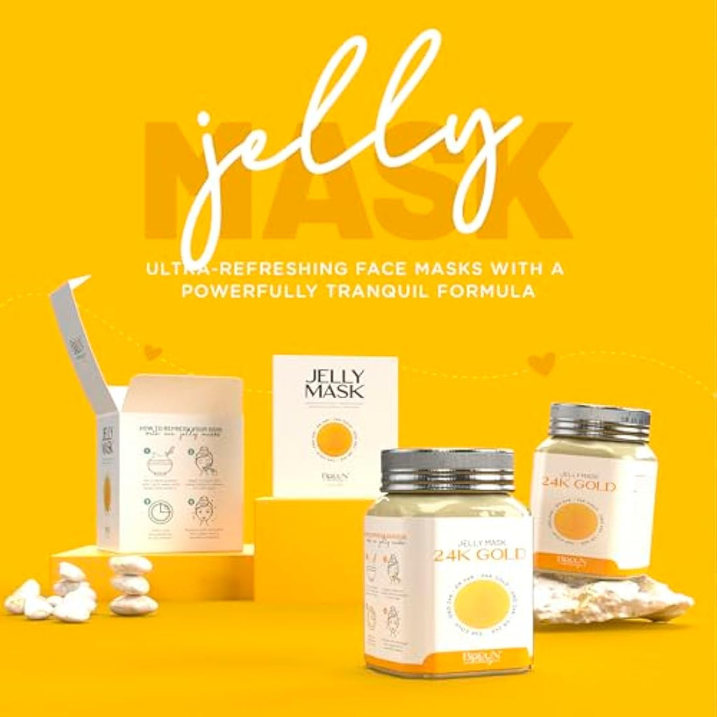 BRÜUN 24K Gold Jelly Mask – Peel-Off Rubber Face Mask Jar, 23 fl oz