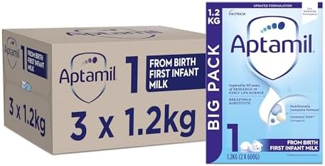 Aptamil 1 First Baby Milk Powder – Palm Oil Free Formula, 1.2kg (3 Pack)