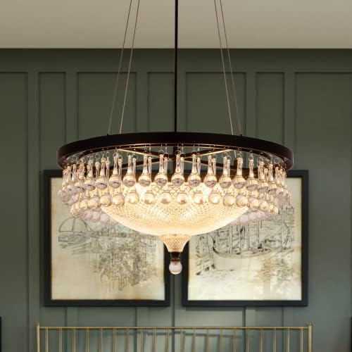 Wellmet Modern Black Crystal Drum Chandelier - 4-Light Ceiling Fixture