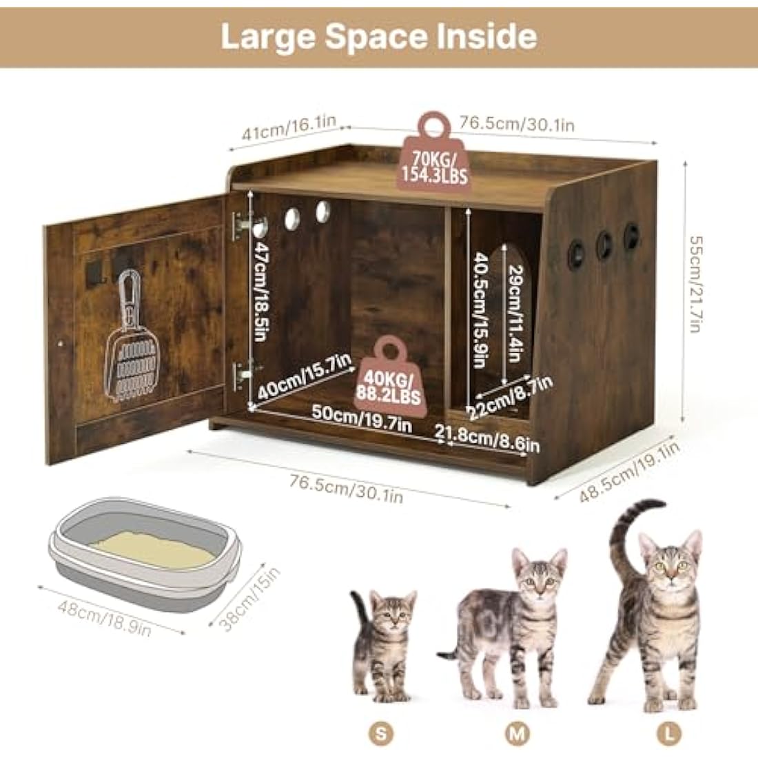 Wooden Cat Litter Box Enclosure – Hidden Indoor Cat House