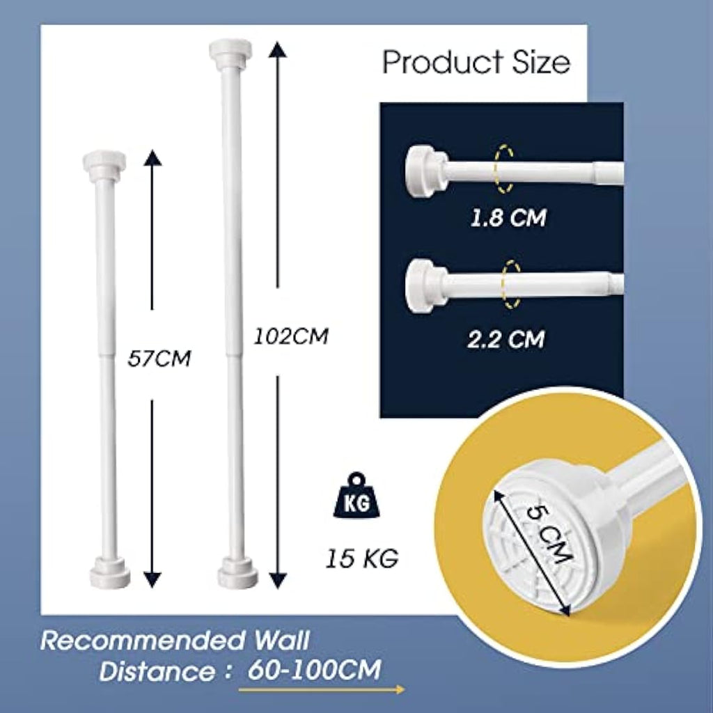 Stainless Steel Tension Shower Curtain Pole, 83-130cm, White