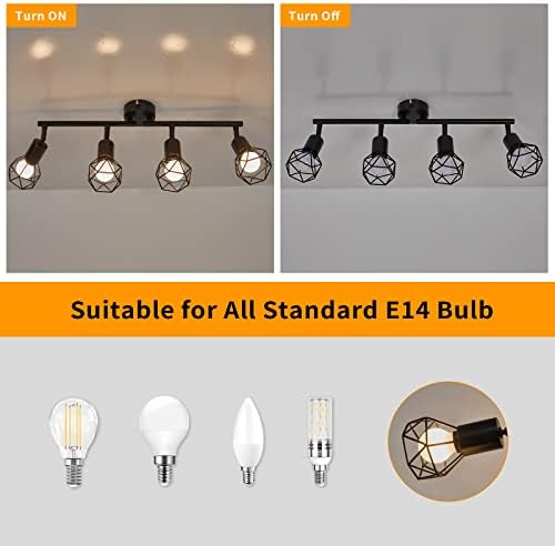 Jolof Store Industrial Black Metal 4-Light Rotatable Ceiling Spotlight