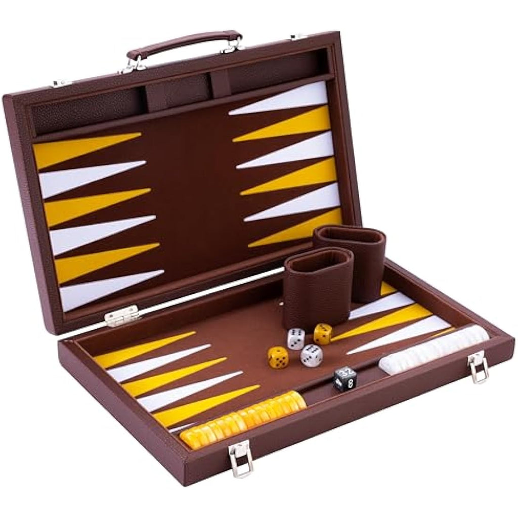 Engelhart Luxury 15" Backgammon Set | Faux Leather Travel Suitcase