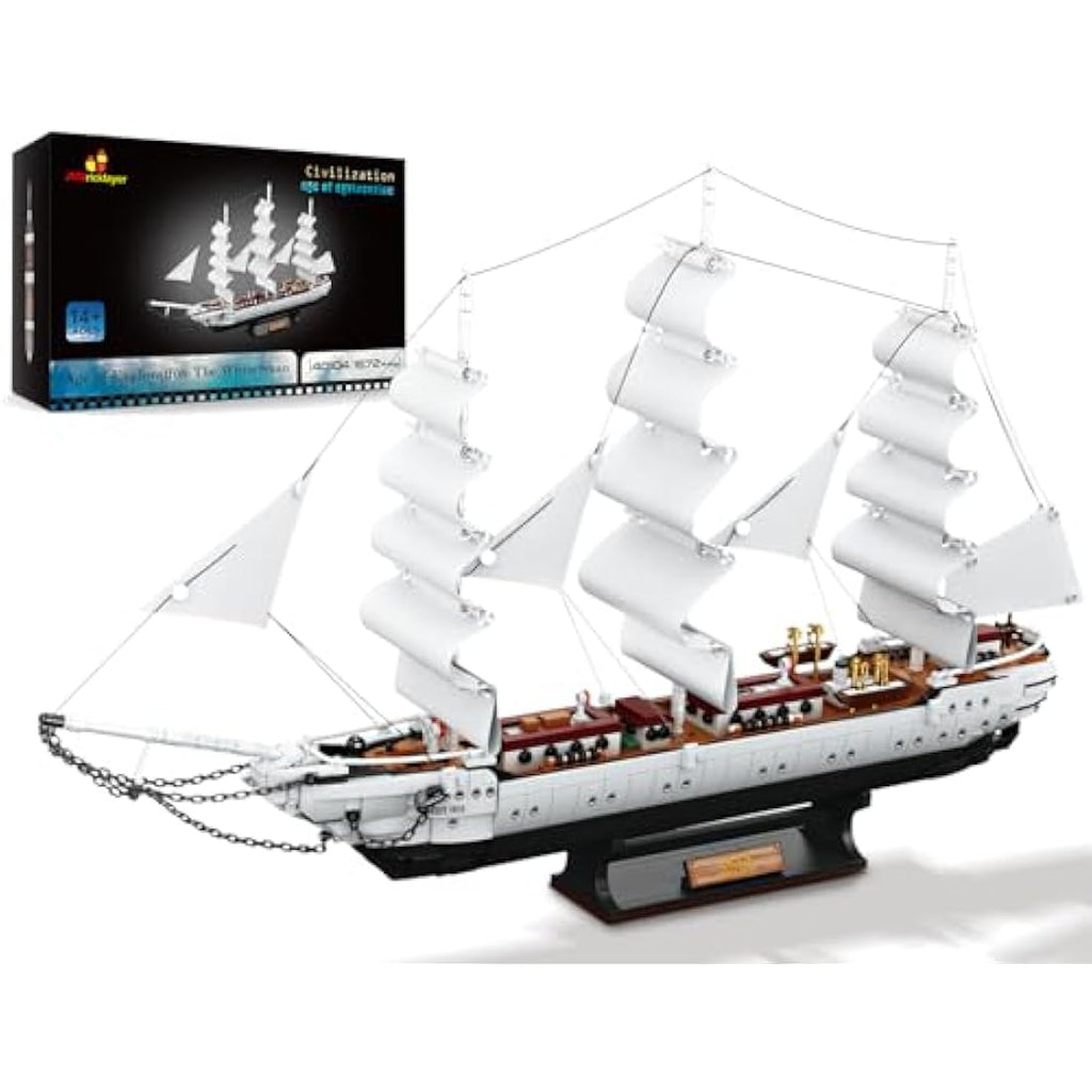 JMBricklayer White Swan Pirate Ship Building Blocks Set - 1672 Pieces