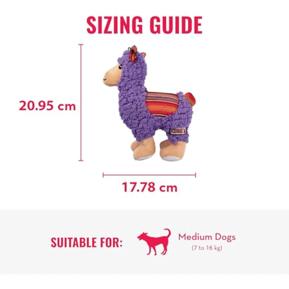 KONG Sherps Llama Squeaky Plush Dog Toy – Soft Indoor Play – Medium