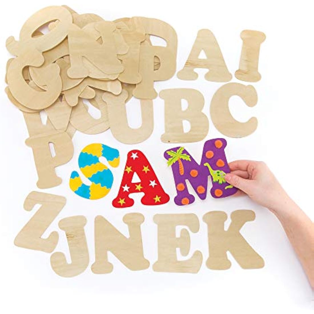 Baker Ross Wooden Letter Templates - 52 Pack Alphabet Stencils, 11cm
