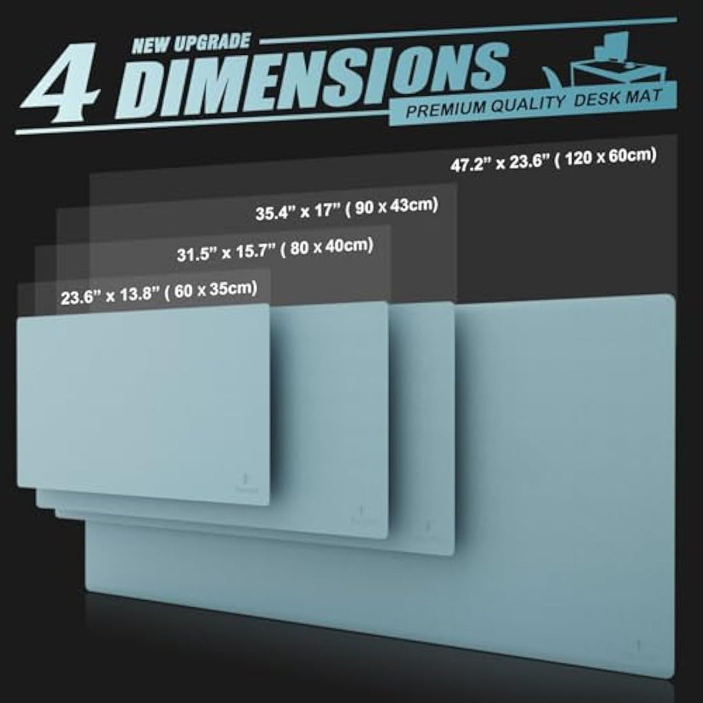 K KNODEL Leather Desk Mat | Dual-Sided Waterproof Office Pad, Light Blue