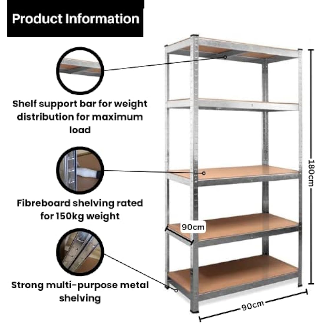 Samuel Alexander Heavy Duty Garage Shelving | 5 Tier Metal Racking Unit