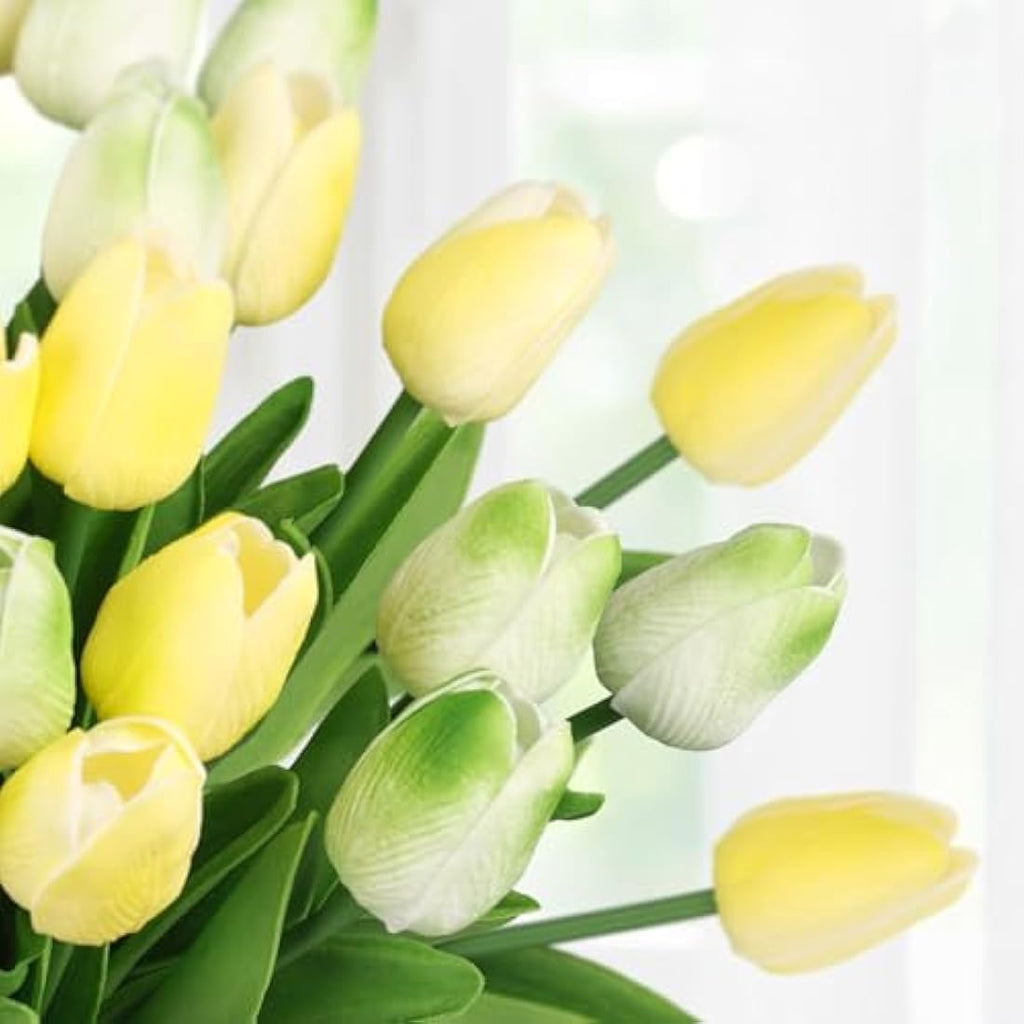 N&T NIETING Real Touch Artificial Tulips – 12Pcs Latex Flowers (Mix Green)