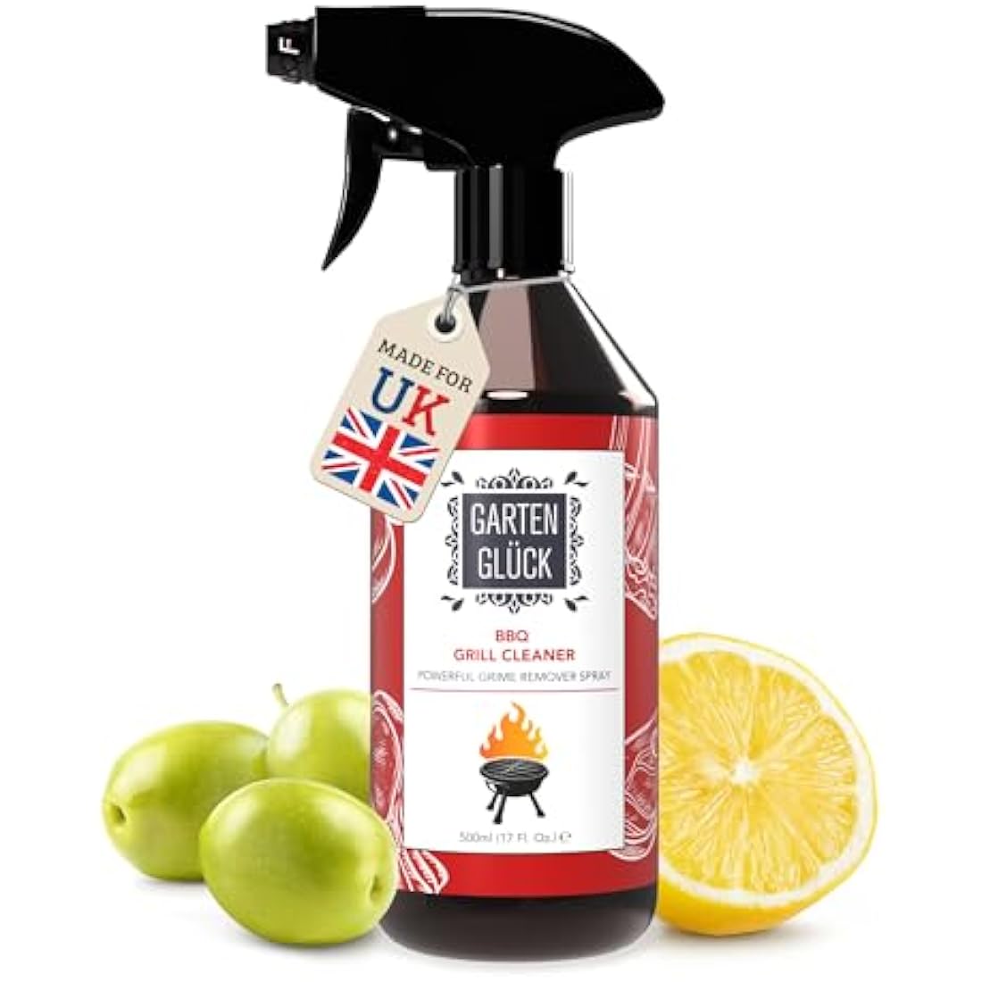 Garten Glück BBQ Cleaner Spray – 500ml Heavy-Duty Lemon Oil Degreaser