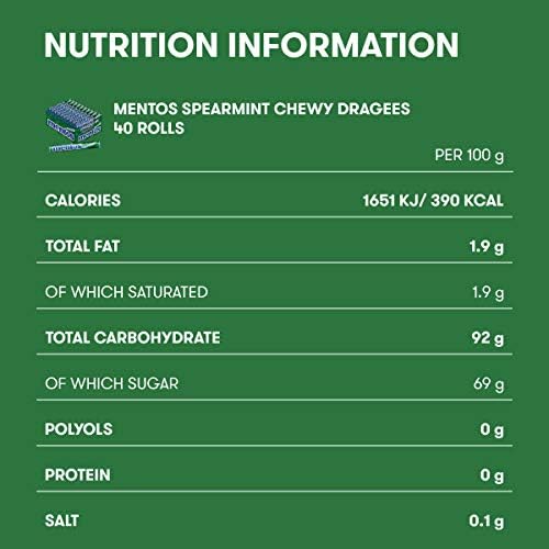Mentos Spearmint Soft Mints – Chewy Vegetarian Sweets, 40 Rolls Bulk Pack
