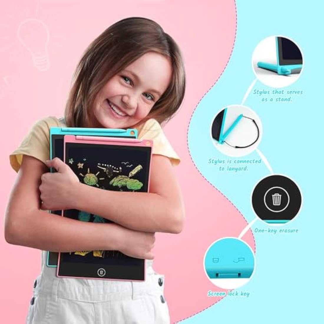 TECJOE 10 Inch LCD Writing Tablet 2 Pack | Colorful Doodle Board for Kids