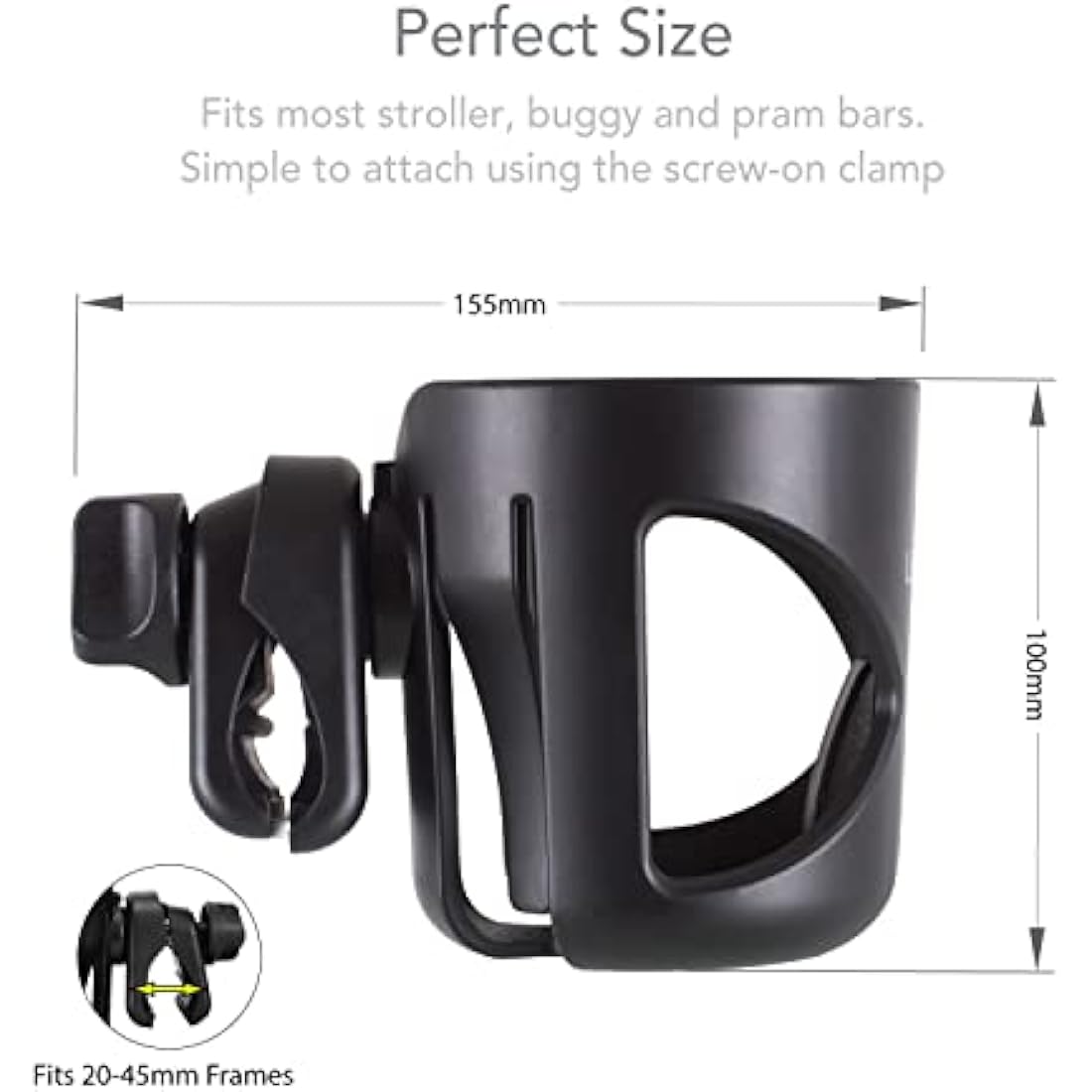 LittleLife Universal Buggy Cup Holder – Adjustable Stroller Bottle Organiser