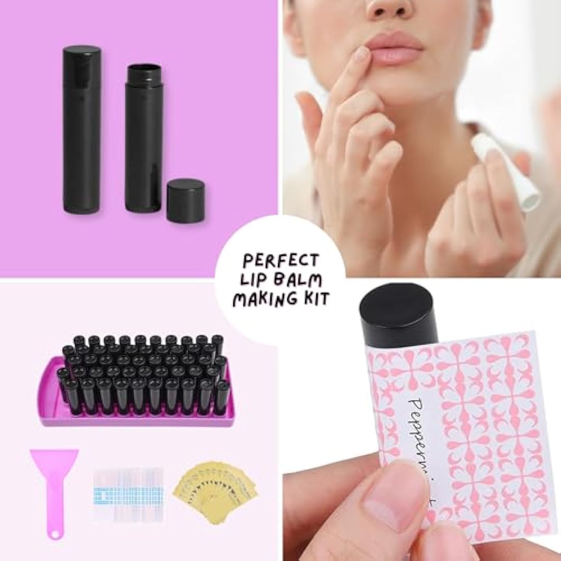 Kare & Kind Lip Balm Filling Tray Kit with 50 Tubes and Stickers