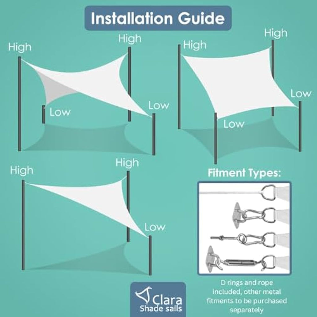 Clara Shade Sails | 4x5m Waterproof Rectangle Sun Canopy - White