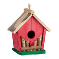 Relaxdays Wooden Bird House – Decorative Nesting Box, Red Wood