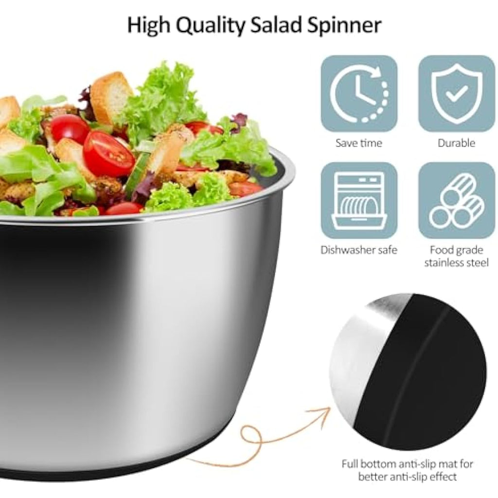 Jolof Store Stainless Steel Salad Spinner | 5 Qt Lettuce Dryer & Washer