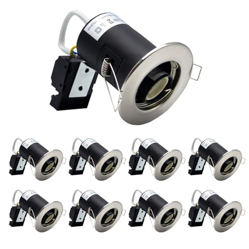 Wondlumi 8-Pack Fire Rated GU10 Downlights | Brushed Chrome Recessed Lights