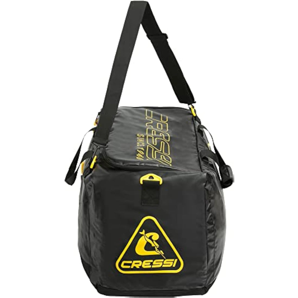 Cressi Megattera Dive Bag – 110L Waterproof Nylon Gear Duffel, Black/Yellow