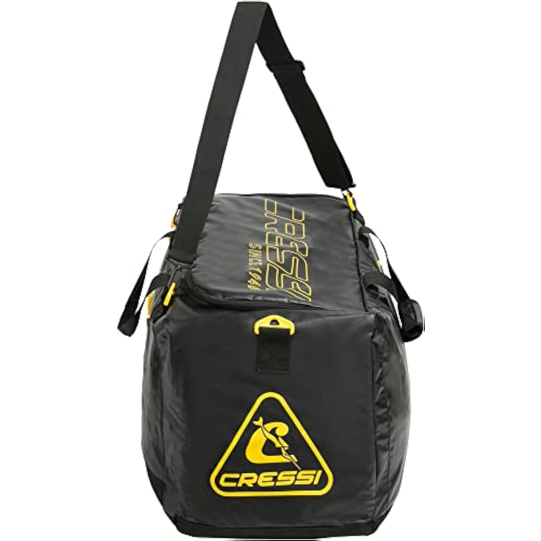 Cressi Megattera Dive Bag – 110L Waterproof Nylon Gear Duffel, Black/Yellow