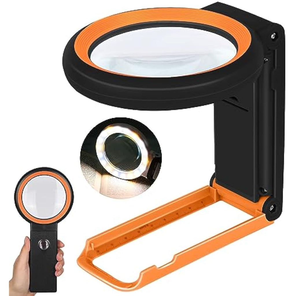30X 40X Magnifying Glass with 18 LED Light and Folding Stand