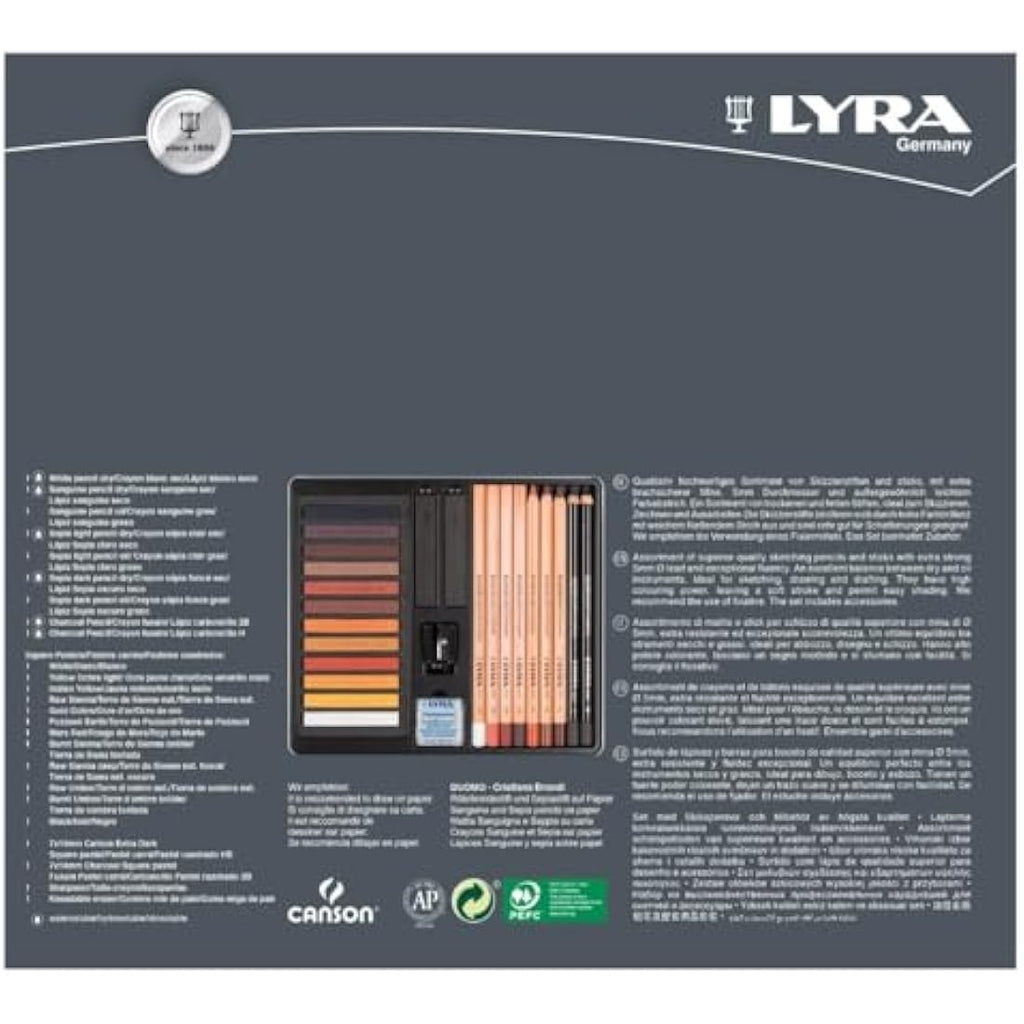 LYRA Fine Art Sketching Set – 11 Brown Tones Pencils & Pastels