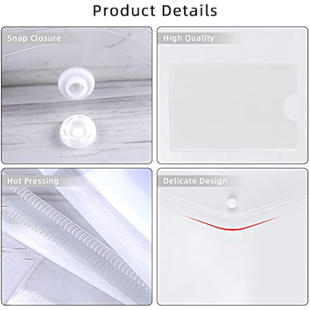 Jolof Store A4 Clear Plastic Wallets – 36 Pack Popper Document Folders