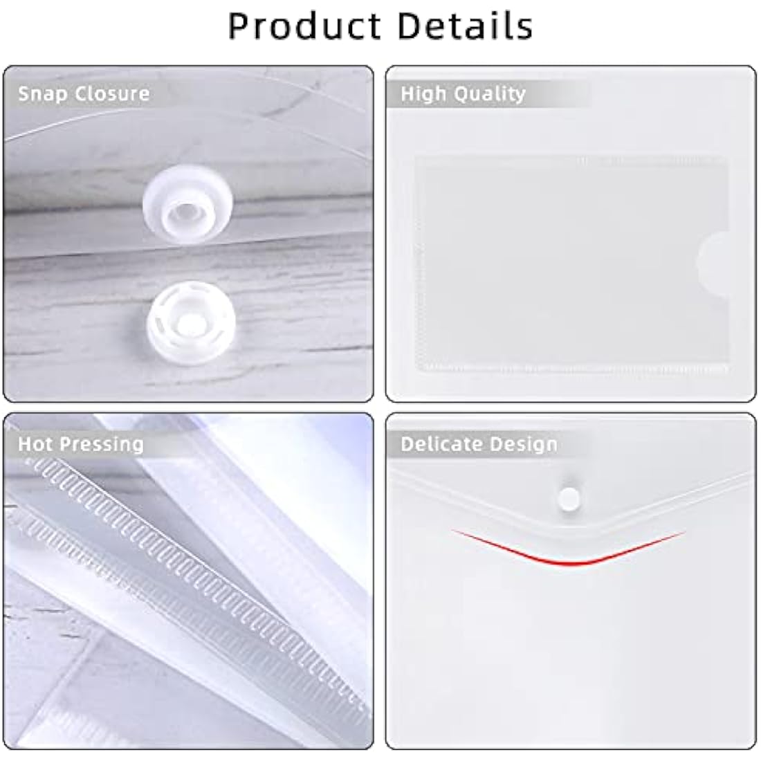 Jolof Store A4 Clear Plastic Wallets – 36 Pack Popper Document Folders