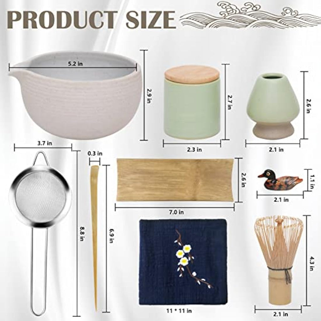 Jolof Store Japanese Matcha Tea Set – 9-Piece Bamboo & Ceramic Kit