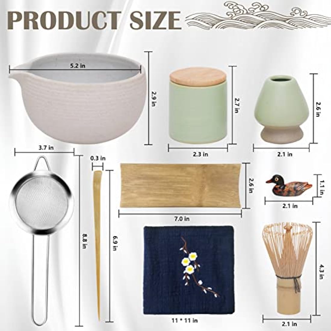 Jolof Store Japanese Matcha Tea Set – 9-Piece Bamboo & Ceramic Kit