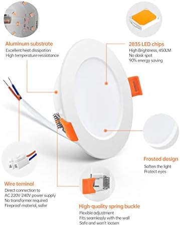 Tomosu Ultra Slim LED Downlights IP44 Waterproof 2700K Warm White - 20 Pack