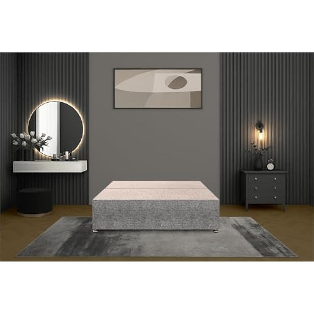 Jolof Store Tweed Gray Flexby Divan Bed Base with 2 Storage Drawers