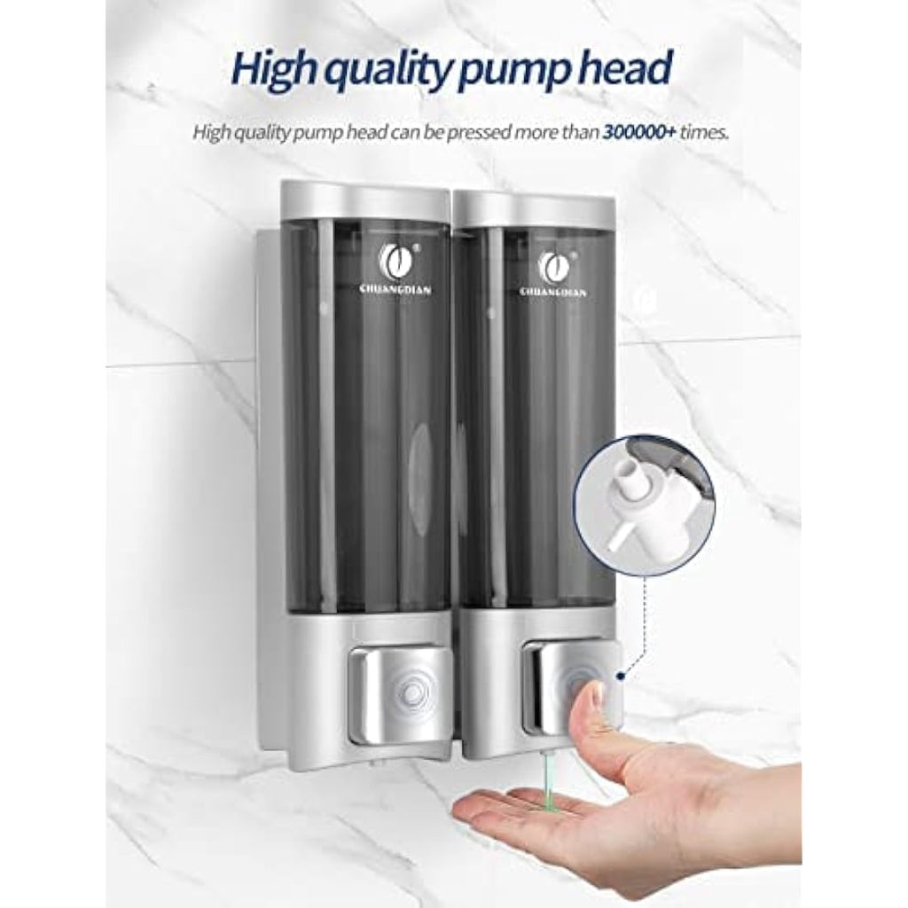 Double Wall Mounted Soap Dispenser | 200ml Refillable PC+ABS