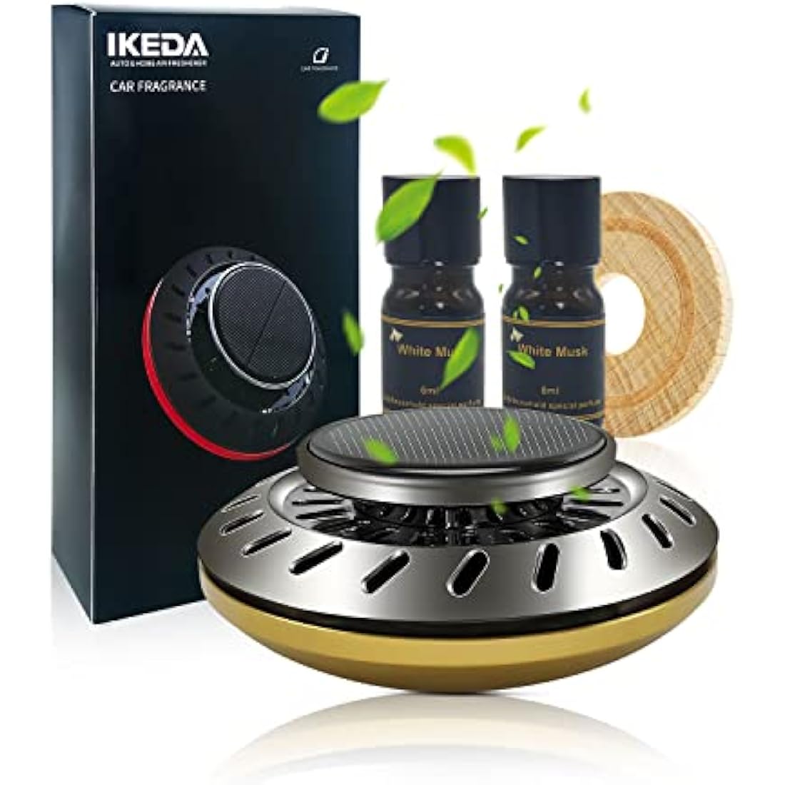 Ikeda Solar Car Air Freshener – White Musk Diffuser & Odour Eliminator