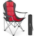Heavy-Duty Folding Camping Chair with Cup Holder – Black/Red