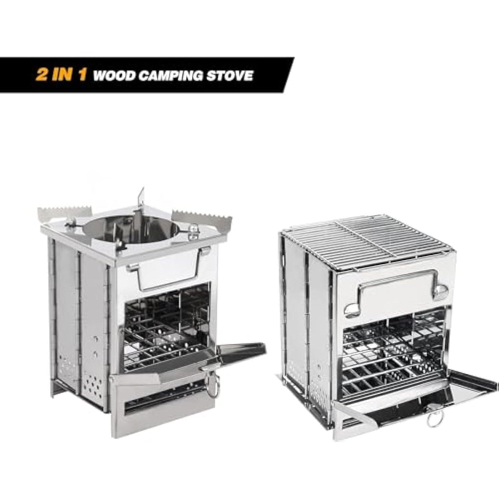 REDCAMP Wood Burning Camping Stove | Portable Stainless Steel Grill
