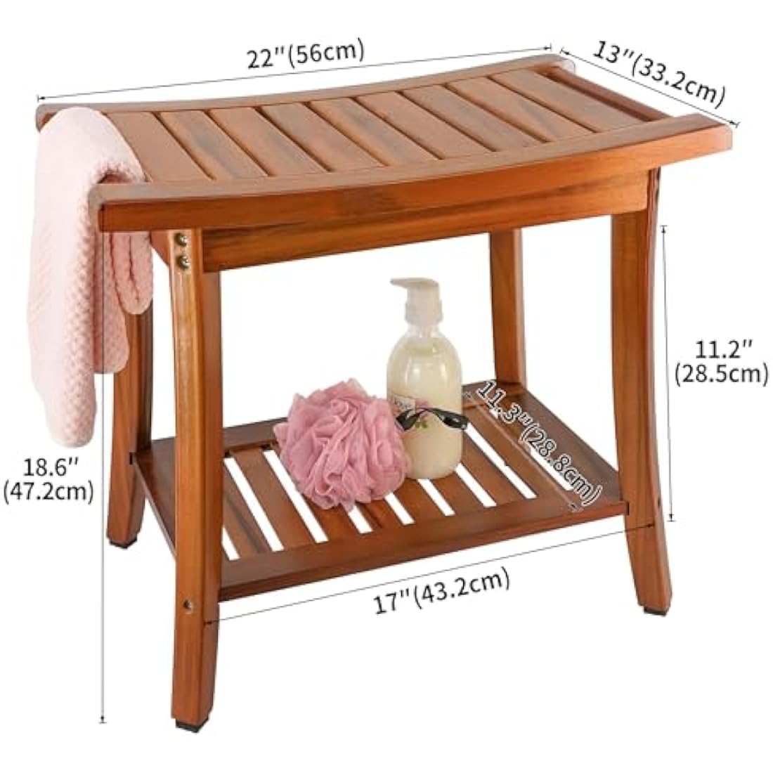 Jolof Store Teak Shower Bench – 2-Tier Waterproof Wooden Spa Stool