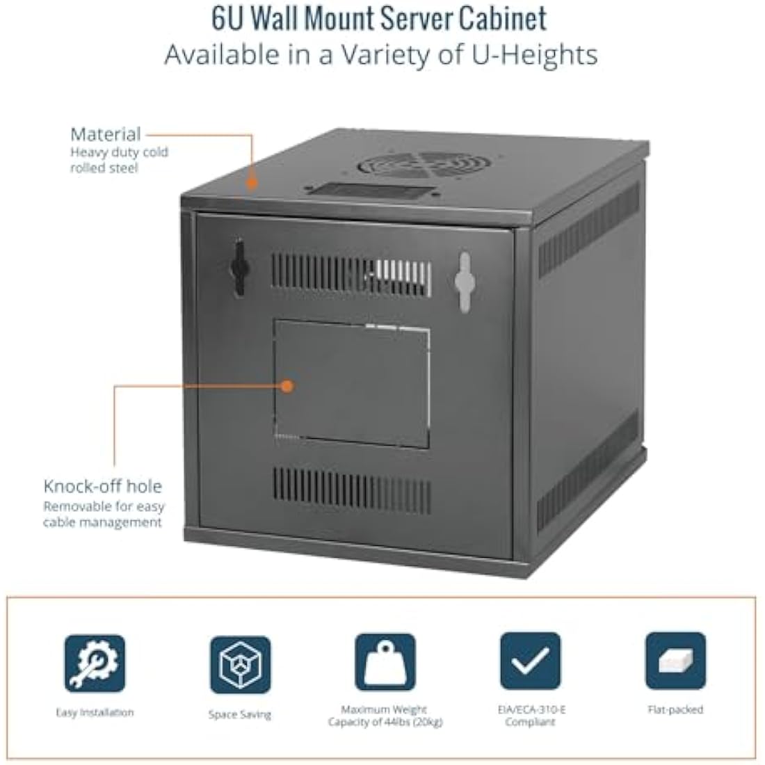Tecmojo 6U Wall Mount Network Cabinet | 10-Inch Wide Data Rack with Shelf