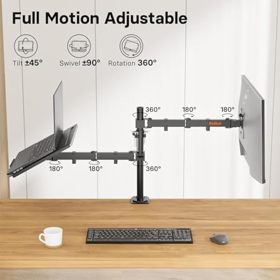 Redbat Adjustable Monitor Arm and Laptop Stand for 13-32 Inch Screens
